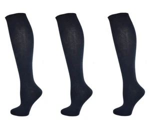 Sierra 3 Paar kniehohe Damensocken klassisch Flachstrick gekämmte Baumwolle schwarz 9-11 - Bild 1 von 8