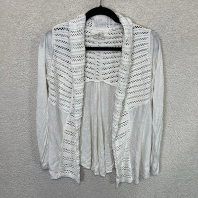 Cárdigan para mujer Anthropologie Angels of the North L mezcla de lino marfil boho* Foto 1 de 4