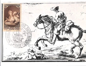 FRANCE HORSES Postcard 1958 VIEW-SIDE 40+60c (1939) *LETTER WRITING* Stamp PX317 - Picture 1 of 10