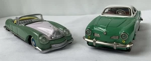 2 - Vintage 1970’s Tin Cars W/Friction Drive Karmann Ghia/Convertible Made/China - Picture 1 of 13