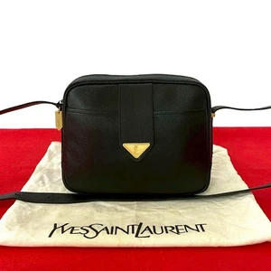 Yves Saint Laurent logo leather shoulder bag pochette used - Picture 1 of 10