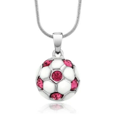 Collar colgante de fútbol regalo para mujeres niñas niños | Balón de fútbol blanco con rosa Foto 1 de 3