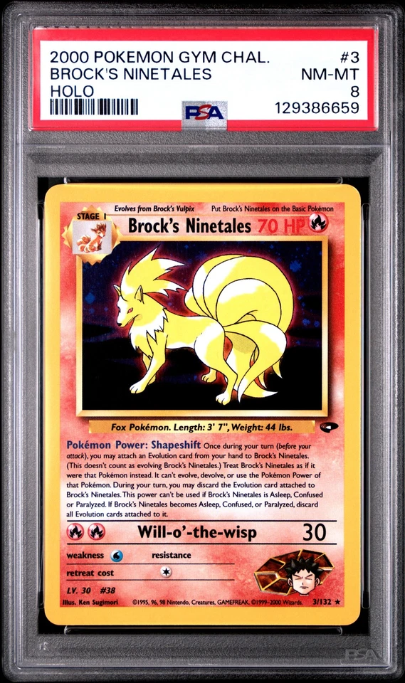 2000 Pokemon Gym Challenge #3 Brock's Ninetales Holo PSA 8 NM-MT - Image 1 of 2
