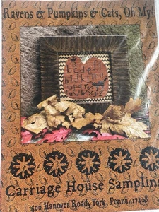 Carriage House Samplers “Ravens & Pumpkins & Cats, Oh My!” Cross Stitch Chart  - Picture 1 of 3