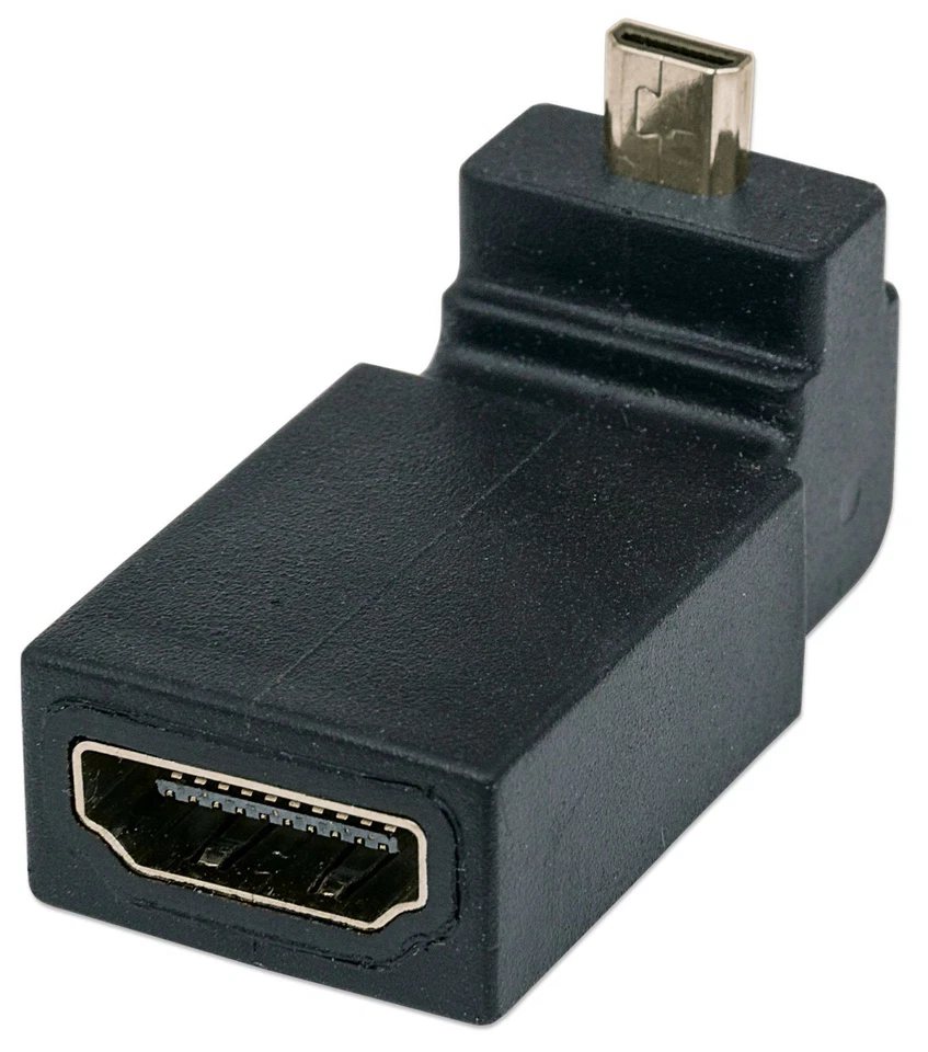 Adattatore HDMI A Femmina / Micro D Maschio Angolato Nero - Immagine 1 di 1