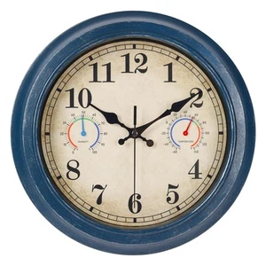 12 Zoll Außenuhr mit Thermometer und Hygrometer Kombination, Wasserdicht Indoo... - Bild 1 von 9
