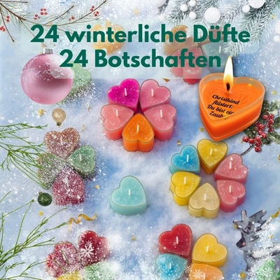 Adventskalender 2025 Duftkerzen Geschenkset – 24 Weihnachtsdüfte & Botschaften - Bild 1 von 2