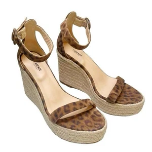 L’AGENCE Elysee Espadrille Wedge Sandals Women’s Size 9 Cheetah Suede Ankle - Picture 1 of 8