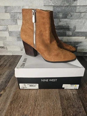 Botines Nine West marrón y plateado con cremallera talla 10 Foto 1 de 4