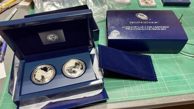 2012 S REVERSE PROOF SILVER EAGLE 2 COIN SAN FRANCISCO SET WITH BOX/COA - Image 1 of 4