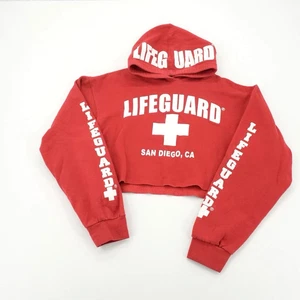 Sudadera corta con capucha Lifeguard Jax Beach para mujer talla mediana roja blanca - Imagen 1 de 4