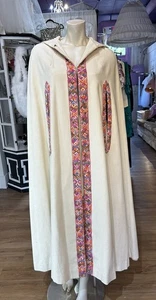 Vintage 60s Woven Cotton and Embroidered 2 piece Cape and Skirt Set - Picture 1 of 8