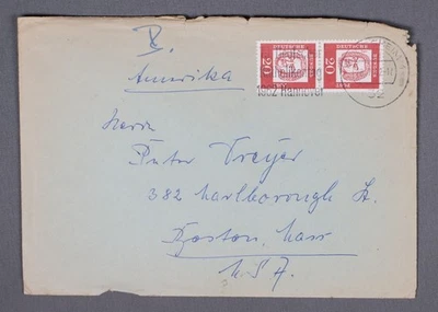 MayfairStamps Germany 1962 Pair Bach Composer to Boston MA Cover aau_47893 - Image 1 of 2