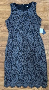 NWT! Tommy Hilfiger Cocktail Dress Black Lace Overlay Sleeveless Women’s 8 - Picture 1 of 7