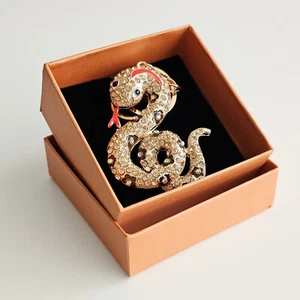 Creative Cute Gold Snake Keychain with Rhinestones Fantastic Keyring - Picture 1 of 4