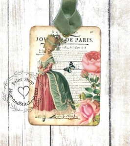 Hang Tags FRENCH MARIE ANTOINETTE JOURNAL TAGS or MAGNET #270 Gift Tags - Picture 1 of 5