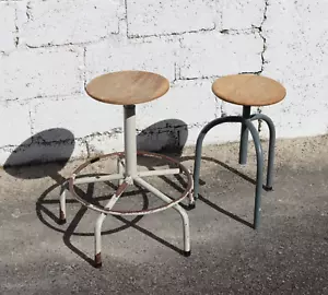 2 Mid-Century Industrie Hocker–drehbare Hocker Industrie Design-60er Jahre - Bild 1 von 19