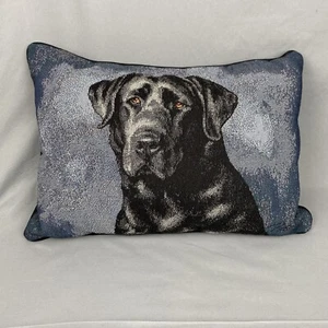 Black Lab Dog Throw Pillow Linda Picken Accent Tapestry Blue 11x16 Labrador - Picture 1 of 4