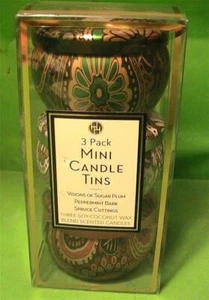 Huntington Home 3/Pack Mini Soy Holiday Candles Fancy Gold Tins, New - Picture 1 of 1