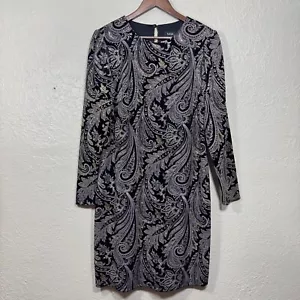 MSK Dress 14 Velvet Glitter Paisley Sheath Shiny Gold Royal Regency Wedding Gala - Picture 1 of 14