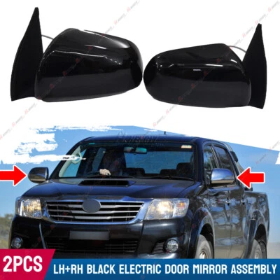 Conjunto de 1 par de espejos retrovisores eléctricos laterales negros para Toyota Hilux Ute 2x4 4x4 2005-2015 Foto 1 de 4