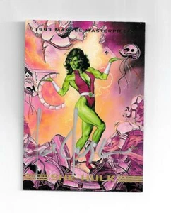 Marvel Masterpieces 1993 card 30 She-Hulk signed SILVER INK Joe Jusko - Picture 1 of 2