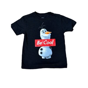 Disney Frozen II Olaf "Be Cool" T-Shirt 6/7 Black Short Sleeve Kids Tee - Picture 1 of 3