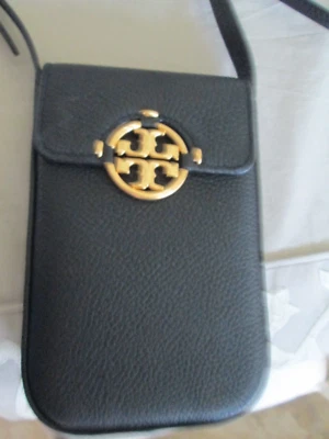 Bolso Bandolera Tory Burch Negro Miller Cuero Guijarro Teléfono/NUEVO CON ETIQUETAS/228.00 Foto 1 de 4