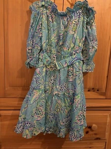 Lilly Pulitzer Cara Louisa Dress In Bermuda Blue Turtle Szn Size Medium - Picture 1 of 13