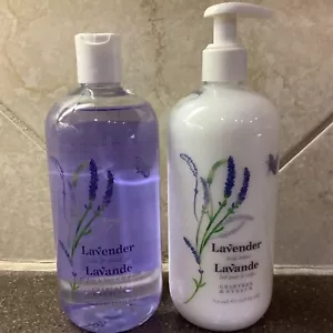 Crabtree & Evelyn LAVENDER Bath Shower Gel & Body Lotion SET OF TWO! 16.9 oz x2 - Picture 1 of 2