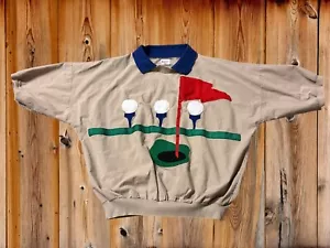 Polo Quitman EE. UU. Diseño Golf Vintage Años 70 80 Tostado 100% Algodón Adulto Grande - Imagen 1 de 5