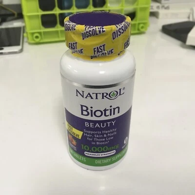 Natrol Biotina (10.000 mcg) Fresa de Disolución Rápida 60 comprimidos Foto 1 de 2