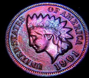 1901/1C / INDISCHER KOPF PENNY MONSTER GETÖNT / GROSSE FORM / FREIHEIT + PLUS DIAMANTEN - Bild 1 von 3