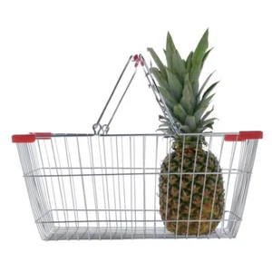 HUBERT® Wire Shopping Basket with Red Handles and Bumpers - 18"L x 12 1/2"W x - Picture 1 of 7