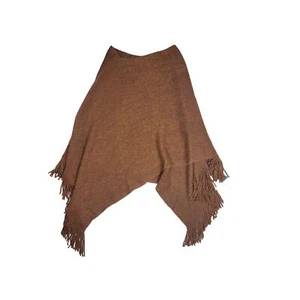 NWT Vivi Designs Camel Sparkle Knit Women's Fringed Poncho - Picture 1 of 10