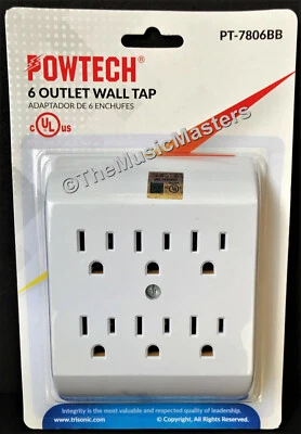 6 Outlet AC Wall Plug Power Splitter Tap 6-Way Electrical Socket Adapter Cover - Image 1 of 4