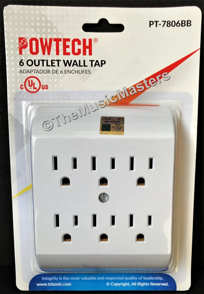 6 Outlet AC Wall Plug Power Splitter Tap 6-Way Electrical Socket Adapter Cover - Image 1 of 4