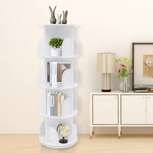 4 Tier Rotating Bookshelf 360 Bookcase Freestanding Storage Shelf Display Rack - Picture 1 of 12