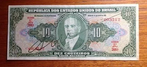 REPUBLICA DOS ESTADOS UNIDOS DO BRAZIL 10 BANKNOTE WITH DEZ CRUZEIROS. SIGNED - Picture 1 of 2