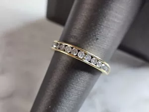 Anello donna vintage estate oro giallo 10 carati diamanti 2,2 g E5246 - Foto 1 di 5