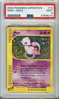 PSA 9 MINT Pokemon MEW Holo Rare 2002 Expedition 19/165 SWIRL - Image 1 of 2