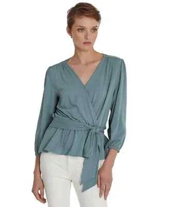 Lauren Ralph Lauren Women's Highland Sea Jersey Peplum Blouse - M - Highland Sea - Picture 1 of 4