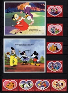 NEVIS, SCOTT # 886-895, SET OF 8 MNH STAMPS & 2 S/S YEAR 1995 DISNEY VALENTINES - Picture 1 of 4