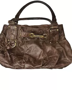 Vintage Juicy Couture Brown Leather Shoulder Purse Hobo Bag Satchel - Picture 1 of 11