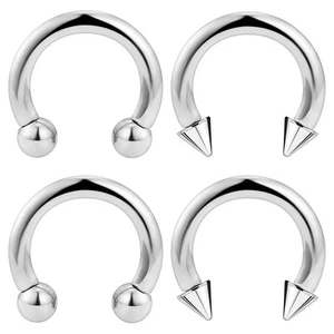 10G Circular Horseshoe Barbell Septum Rings Surgical Steel Heavy Gauges Earri... - Picture 1 of 4