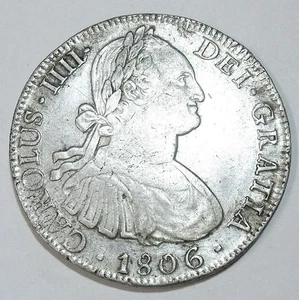 IMPERIO- MEXICO - Carlos IV (1788-1808) 8 Reales 1806-TH - Plata - BONITA - Imagen 1 de 4