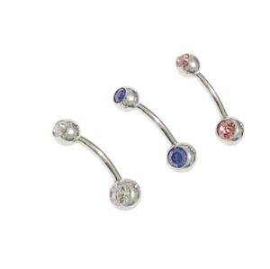 ALL THREE DELICADAMENTE Esterilizar Acero Quirúrgico 14g Barbells Ombligo, Blanco, Azul y Rosa - Imagen 1 de 12