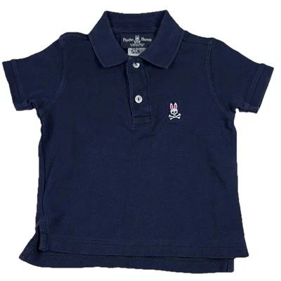 Psycho Bunny Boys'  Short Sleeve Pima Cotton Polo Shirt Navy Blue Size 4 - Image 1 of 4