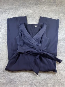 Tahari Strampler Jumpsuit Damen 12 dunkelblau weites Bein Gürtel ärmellos V-Ausschnitt - Bild 1 von 9