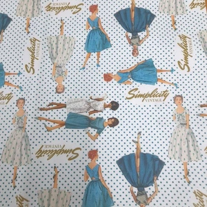 Vintage Simplicity Ladies Fabric 40s/50's pattern 100% Cotton 112cm x 1m - Picture 1 of 3